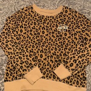 Girls justice crewneck sweatshirt leopard print size 10 medium